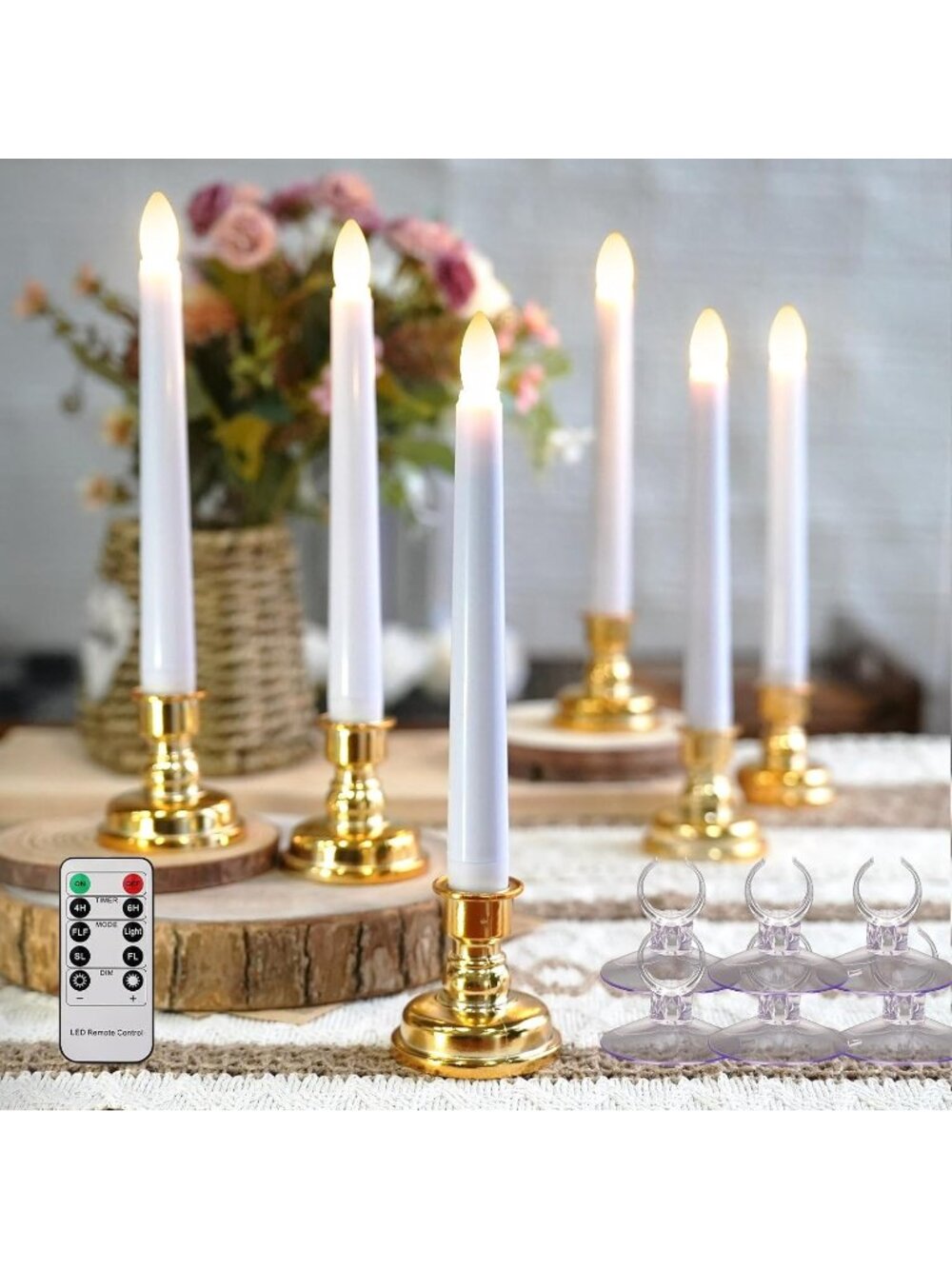 New 6PCS Christmas Window Candles with Timer